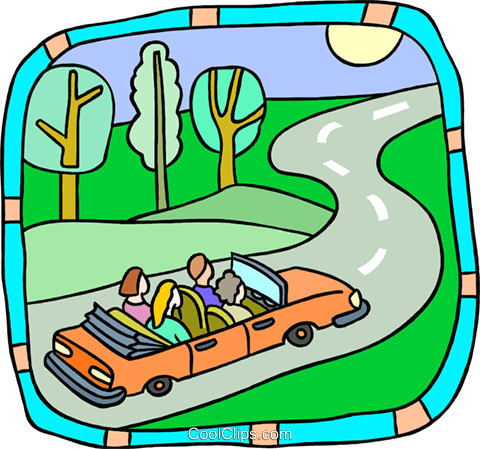 Family Trip In Car Royalty Free Vector Clip Art Illustration - Family In A Car (480x449)