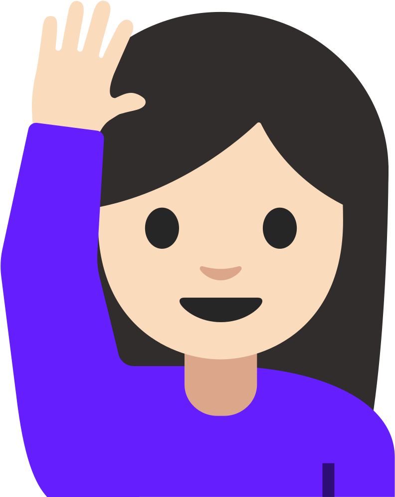 Emoji U1f64b 1f3fb - Emoji Girl Black Hair (1024x1024)