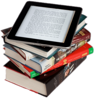 Download E-book On Top Of Book Pile Transparent Png - Computer Will Soon Replace The Book (400x400)