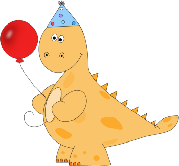 Minion Party Clip Art - Cute Dinosaur With Balloons (350x325)