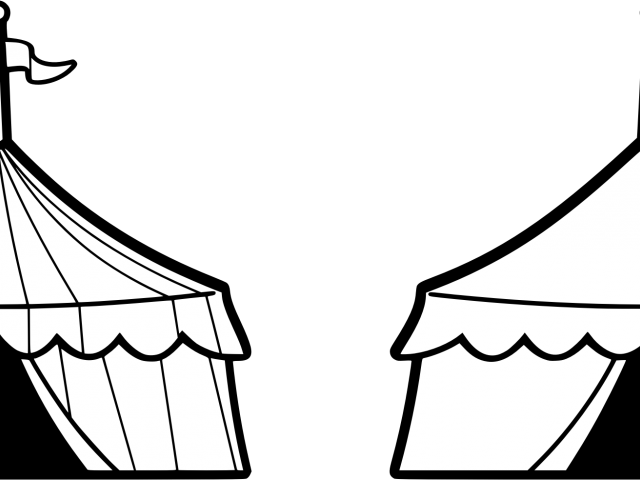 Tent Clipart Black And White - Circus Cartoon Black And White (640x480)