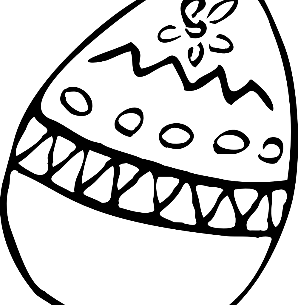 Easter Bunny Clipart Black And White - Easter Eggs Drawing Black And White (999x1024)