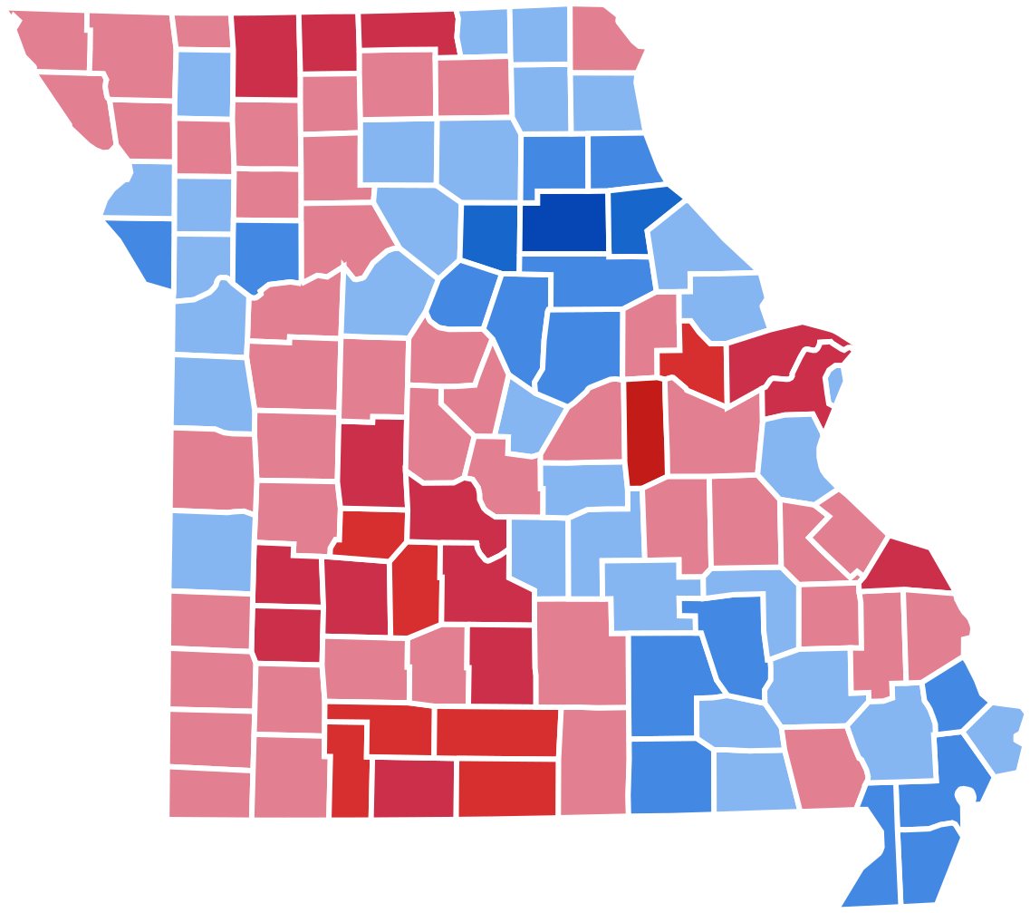 Missouri Senatorial Election Results By County, - Missouri 2016 Election Results (1214x1024)