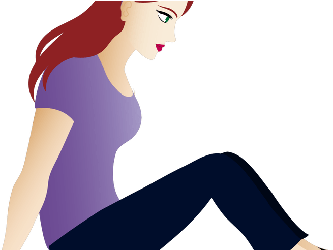 Young Woman Brown Hair Sitting Clip Art Sweet Clip - Cartoon Girl With Brown Hair (800x491)