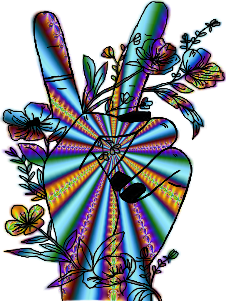 Peace Hippie Psychedelic Hand Transparent Background - Hippie Trippy Psychedelic Art (1024x1024)