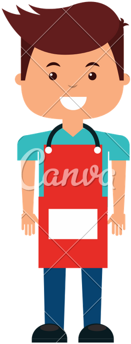 Man With Apron Isolated Icon - Man In Apron Cartoon (640x800)