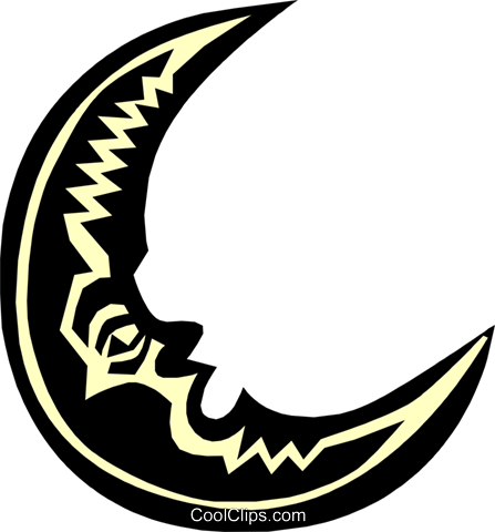 Moon Royalty Free Vector Clip Art Illustration - Crescent (447x480)