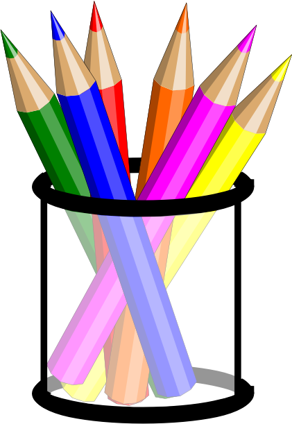 Benoitbalon Check Uncheck With Pencil - Color Pencil Clipart Png (421x611)