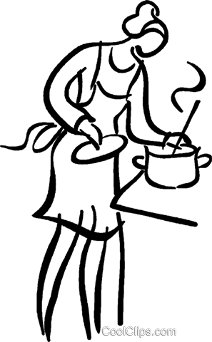 Cooking On The Stove Royalty Free Vector Clip Art Illustration - Line Art (297x480)