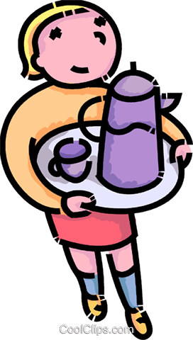 Girl Carrying A Tray Of Tea Royalty Free Vector Clip - Girl Carrying A Tray Of Tea Royalty Free Vector Clip (272x480)