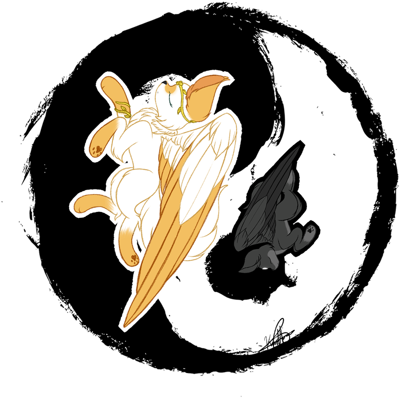 [fan Art] Castle Cats-yin And Yang By Crazydemon982 - Illustration (890x897)