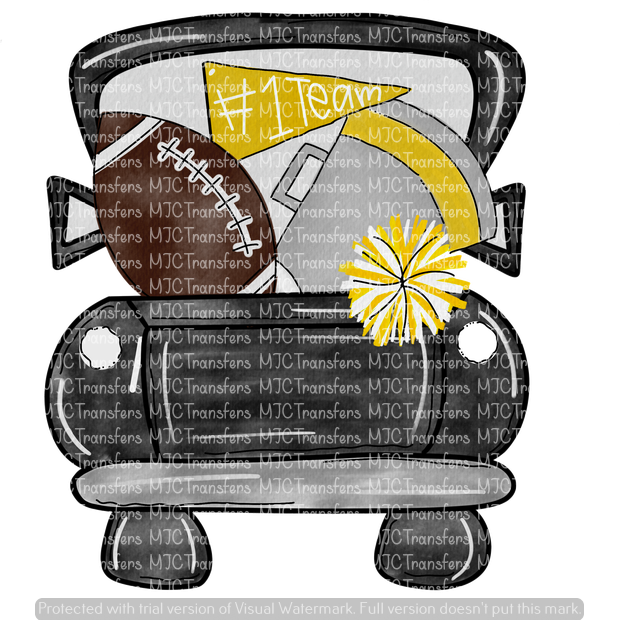 Black Football Truck With Gold Mjctransfers - Illustration (620x620)