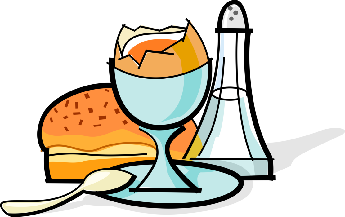 Boiled Egg With Salt Shaker And Muffin - Frühstück Clipart Png (1112x700)