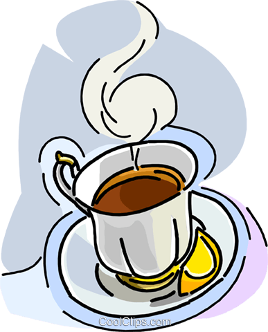Cup Of Tea With Lemon Royalty Free Vector Clip Art - Clipart Tè Al Limone (387x480)