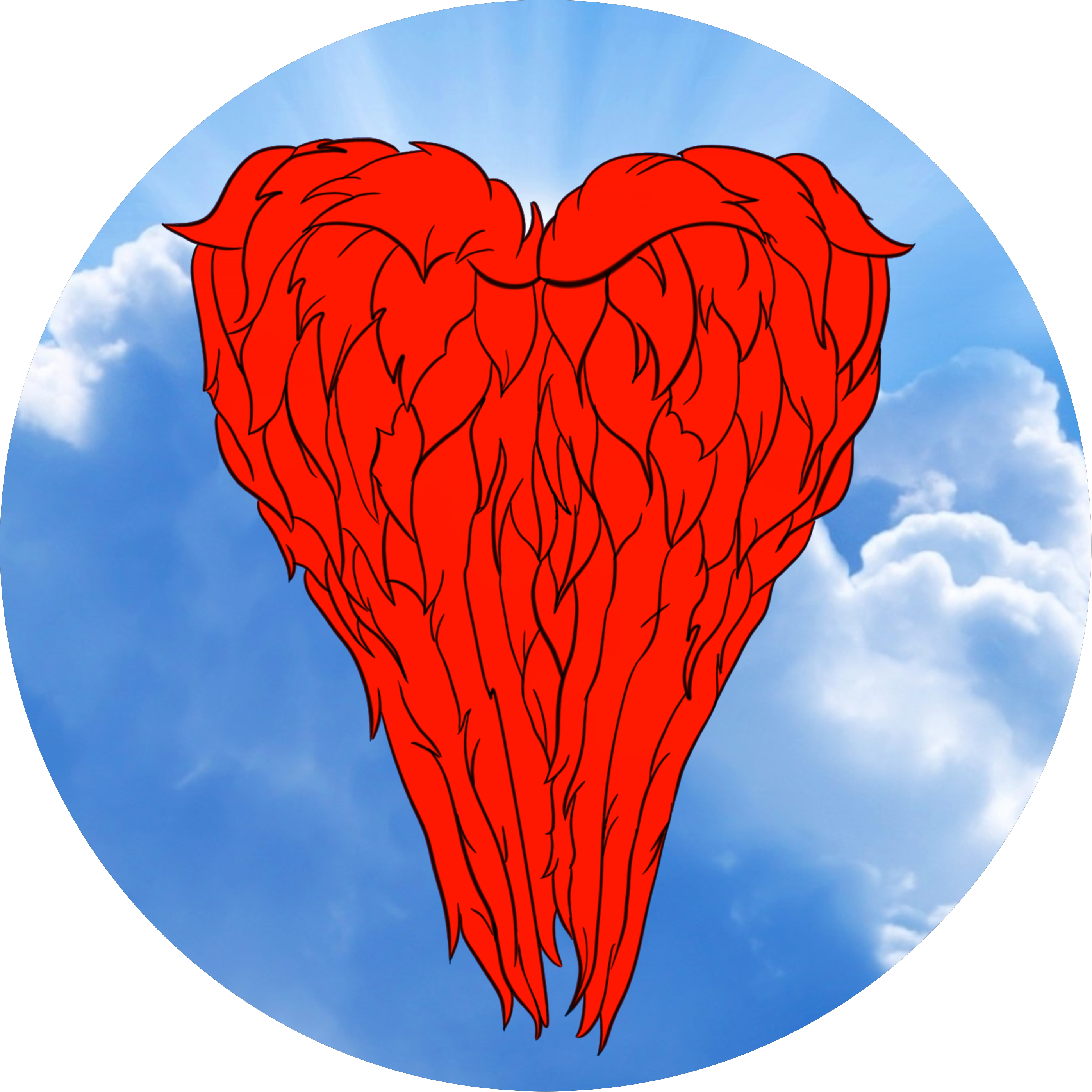 Red Heart Angel Wings Necklace - Love (2796x2796)