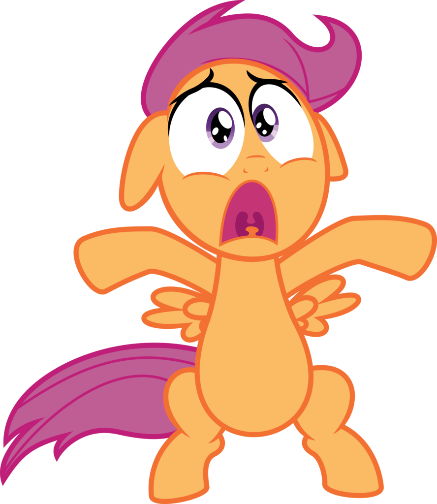 Deadparrot22, Open Mouth, Safe, Scared, Scootaloo - Cartoon (888x1024)