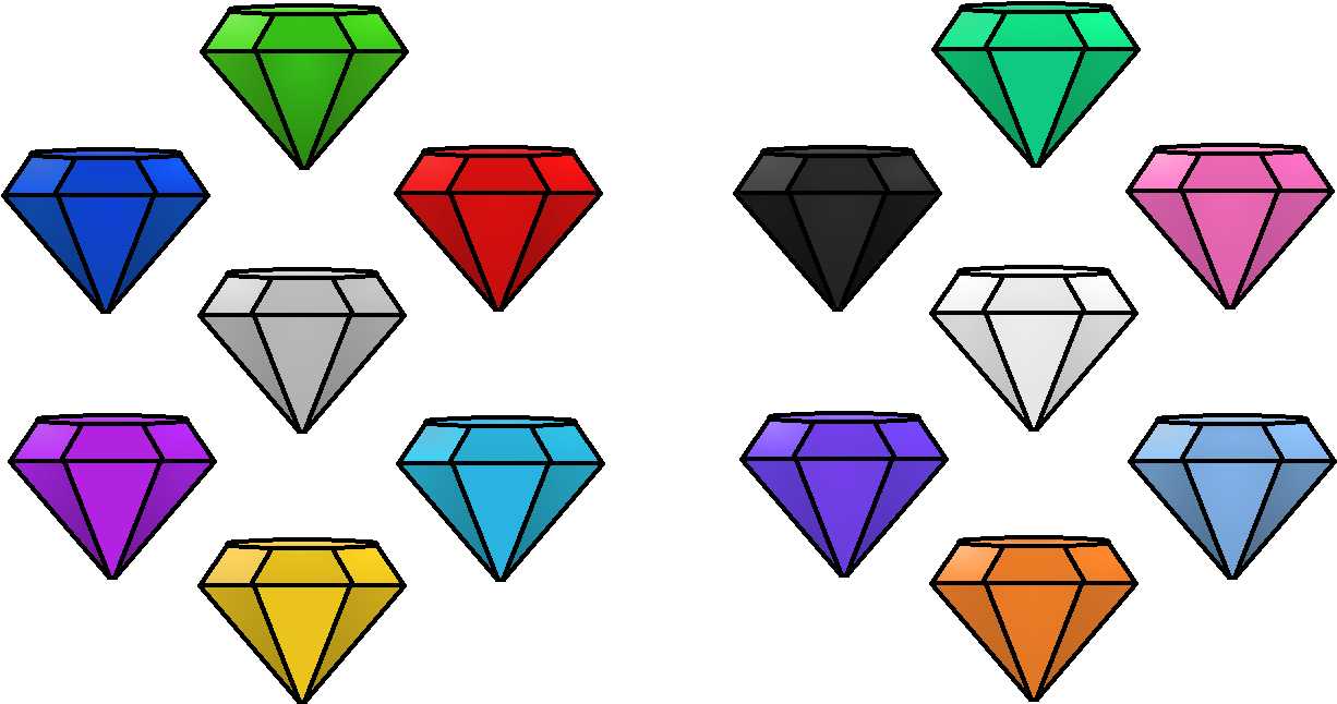 Emerald Clipart Chaos - All Colors Chaos Emeralds (1226x646)