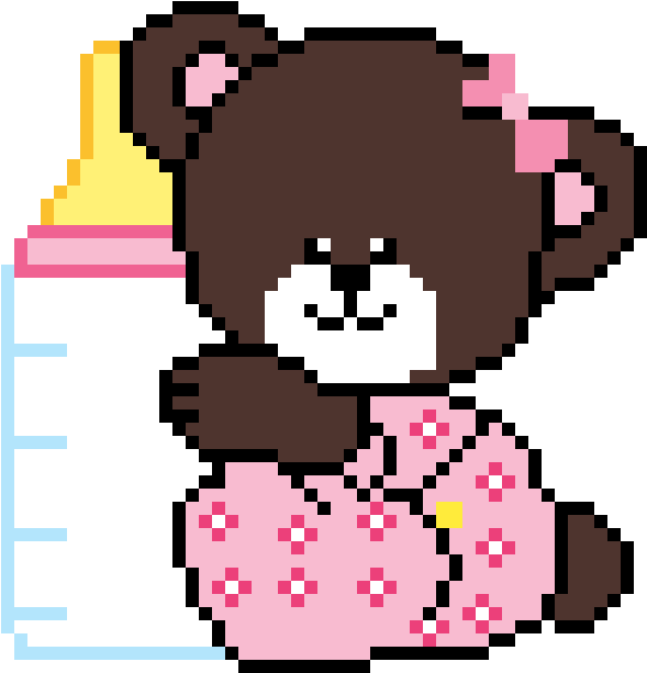Teddy Bear With Baby Bottle - Cartoon (1200x1200)