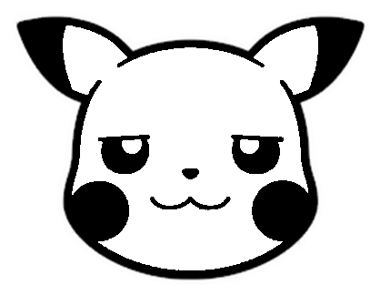 Pikachu Clipart Black And White - Pikachu Head Png Black (434x435)