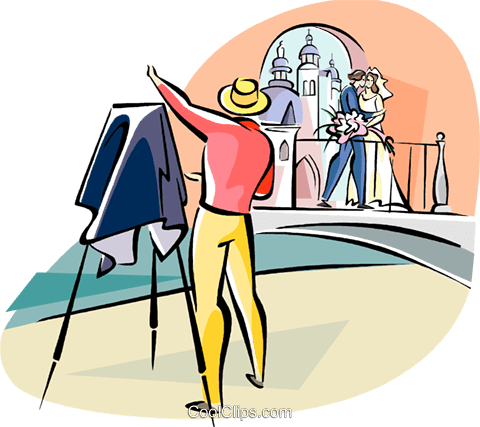 Wedding In Venice Royalty Free Vector Clip Art Illustration - Illustration (480x427)
