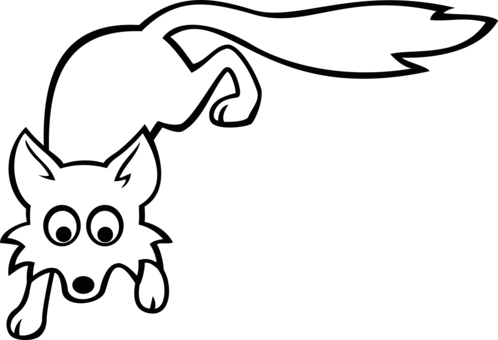 Arctic Fox Drawing Download Black And White Line Art - Fox Clip Art Black And White (498x340)
