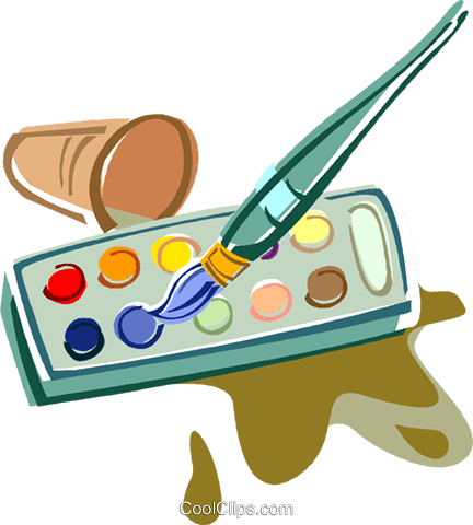 Paint Brush, Paints Royalty Free Vector Clip Art Illustration - Color (432x480)