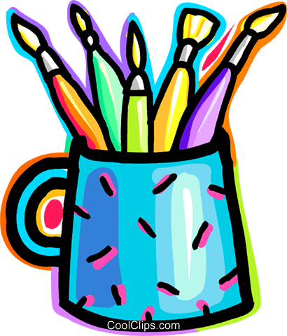 Paint And Brushes Royalty Free Vector Clip Art Illustration - Pinsel Und Farbe Clipart (410x480)