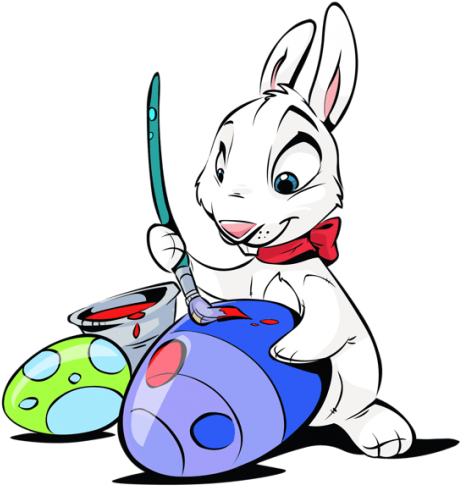 Easter Bunny Painting Eggs Transparent Png - Easter Bunny Painting Eggs (480x508)