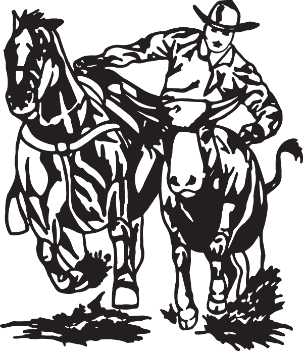 Clipart Library Bulldogging Sticker - Illustration (600x695)