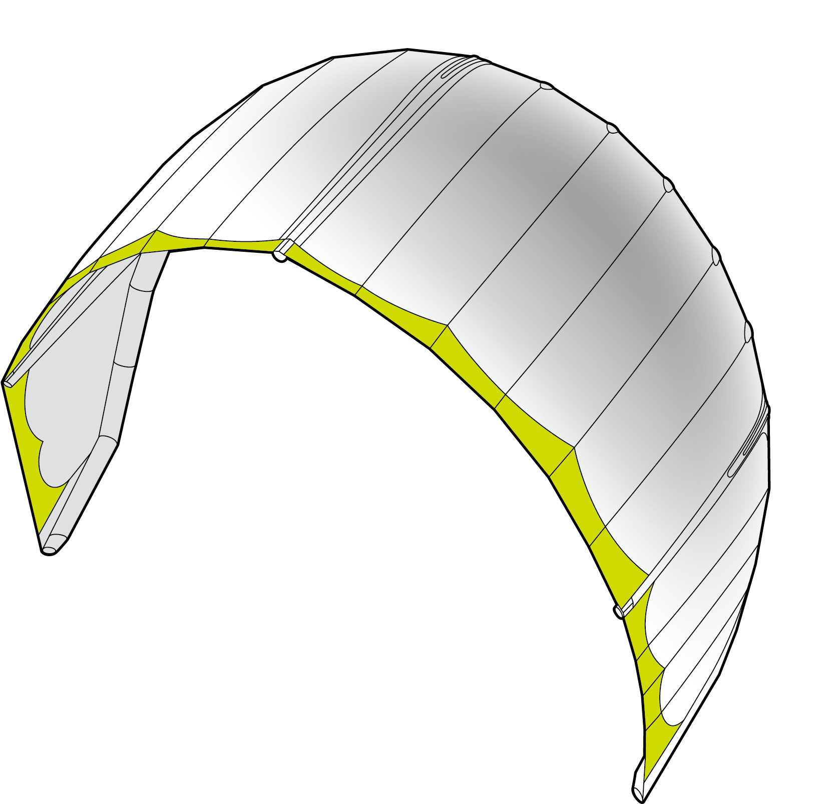 In The Center, Dacron Has Been Replaced By A Double - Desenho Kitesurf Png (1807x1766)