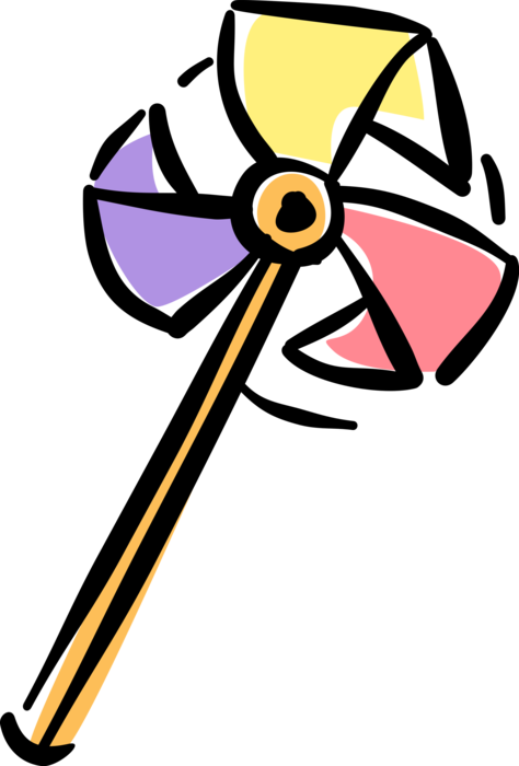 Vector Illustration Of Pinwheel Child's Spinning Toy - Vector Illustration Of Pinwheel Child's Spinning Toy (474x700)