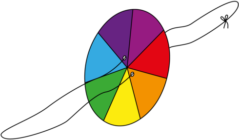 Thread The String Through The Holes And Tie It In A - Colour Spin Wheel (500x305)