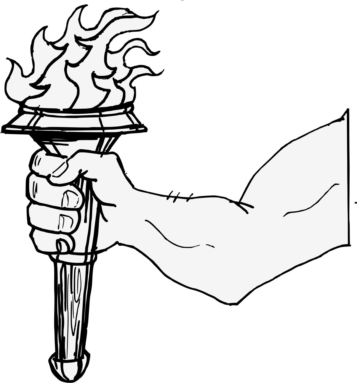Arm Couped Maintaining A Torch - Line Art (1218x1316)