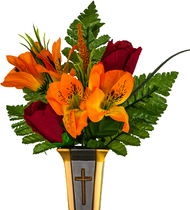 Flowers For Cemeteries Inc - Tiger Lilies And Roses (418x418)
