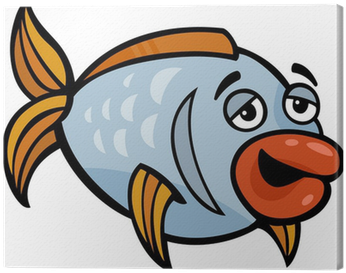 Funny Fish Cartoon Illustration Canvas Print • Pixers® - Balık Komik (400x400)
