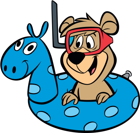 Booboo In Tube With Snorkel Mask - Yogi Bear At The Beach (500x431)