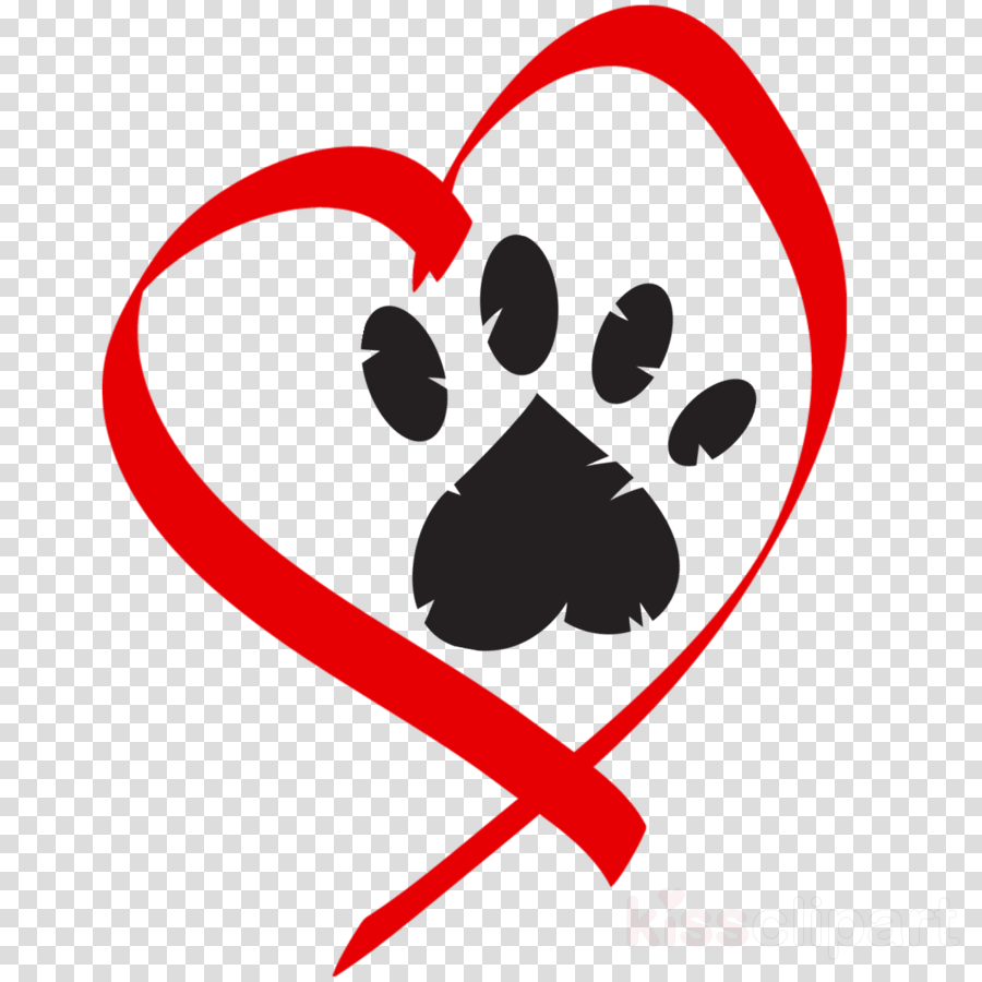 Paw Prints With Hearts Clipart Dog Puppy Clip Art - Paw Print Heart Clip Art (900x900)