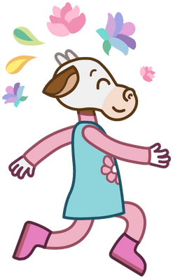Veronica The Cow Running - Cartoon (400x400)