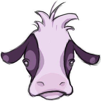 Cow Head - Cartoon (396x406)