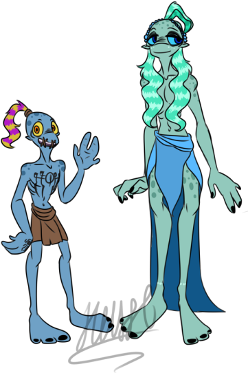 Queen Sam, The Mudokon Queen - Cartoon (400x566)