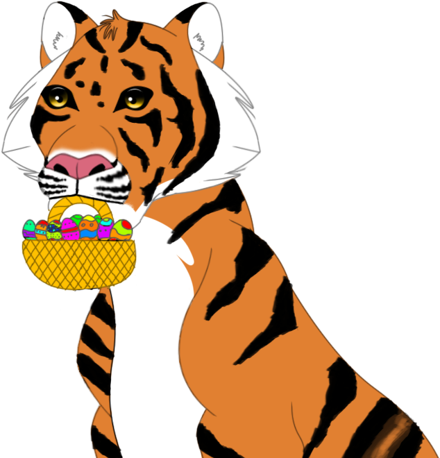 Easter Day Tiger - Cartoon (885x798)