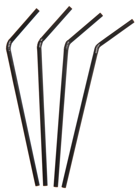 Drinking Straw, Bendy, Pp, 21cm, Black - Black Drinking Straws Png (640x640)
