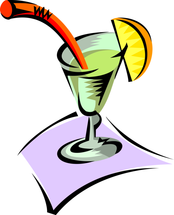 Vector Illustration Of Alcohol Beverage Cocktail With - Cocktail (565x700)