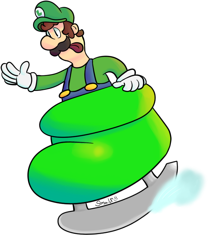 Ice Skate Luigi By Smalflp - Cartoon (800x800)