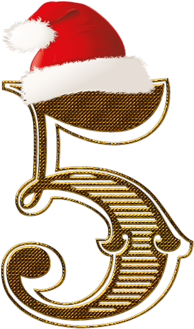 B *✿* Numero Dorado Con Gorrito De Papa Noel Clip Art, - Numero 6 Con Gorrito De Papa Noel (400x500)