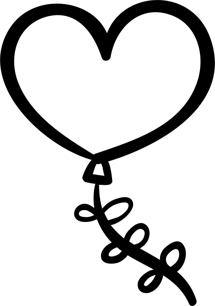 Heart Shaped Balloon Comments - Heart Shape Balloon Black And White (688x980)