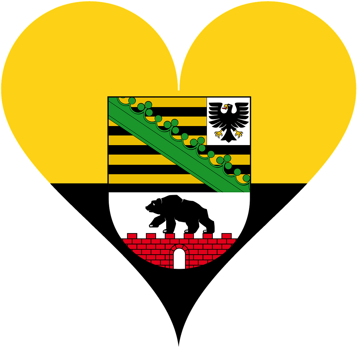 Heart Love Regions - Bandera De Sajonia Anhalt (1280x1243)