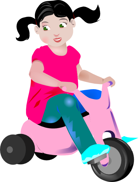 Girl Riding A Pink Tricycle Clip Art At Clker Com Vector - Toddler Clip Art (462x598)
