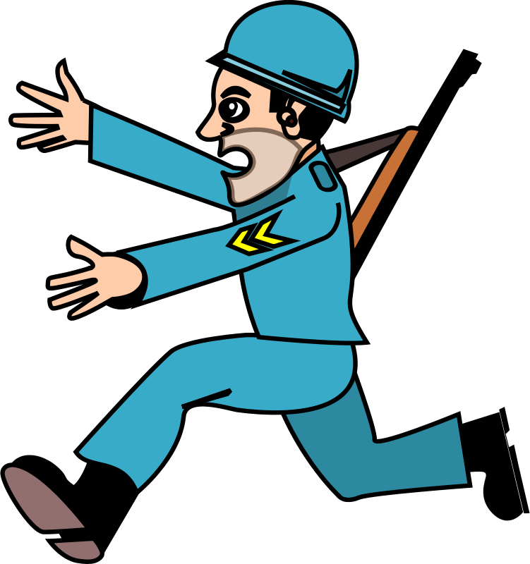 German Soldier Running Cartoon (751x800)