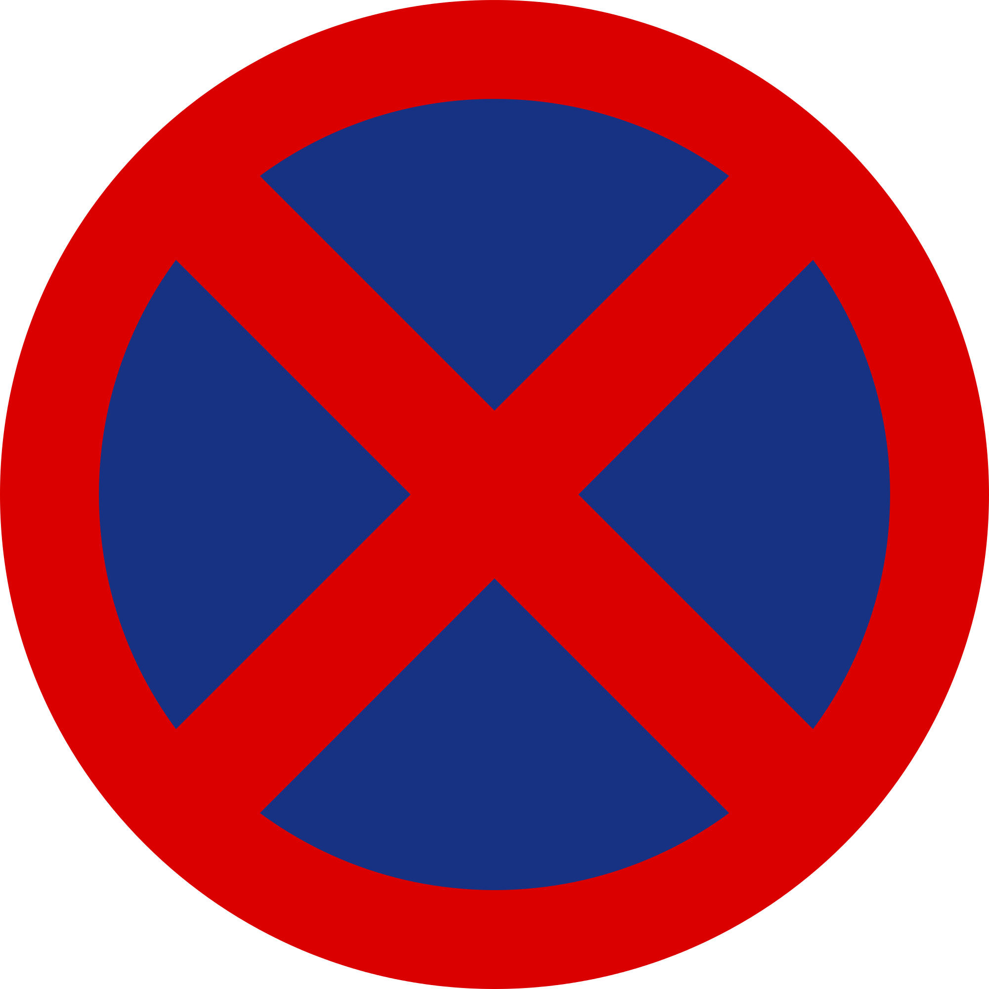Open - Nz Road Sign Blue Circle Red X (2000x2000)